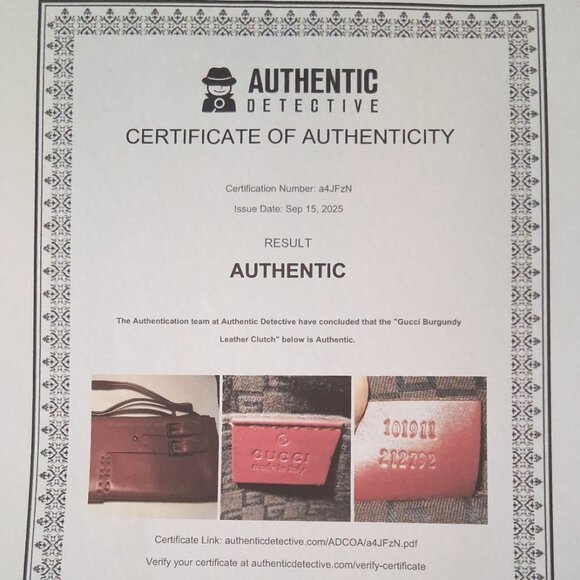 Gucci Burgundy Leather Clutch with COA - Picture 3 of 16